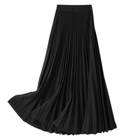 Jupe Maxi plissée taille haute élastique pour femmes Jupe élégante bohème pour femmes Jupe demi plissée en mousseline vintage pour femmes