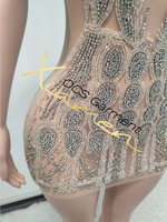 Ocstrade Banquet Célébrer Élégant Fête De Mariage Mini Robes Maille Argent Strass Prom Club Robes Sexy Femmes Vêtements