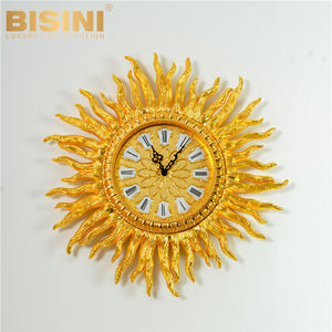 Reloj de Pared Decorativo de Estilo Europeo, Diseño de Palacio Real, Chapado en Oro de 24K, Forma de <span class=keywords><strong>Sol</strong></span> - Product Image 6