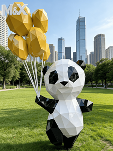 โรงงานผลิตประติมากรรมสแตนเลสคุณภาพสูงสำหรับภายนอกอาคาร รับสั่งทำรูปปั้น<span class=keywords><strong>แพนด้า</strong></span>ขนาดใหญ่ รูปปั้นสัตว์สแตนเลสสำหรับขาย - Product Image 4