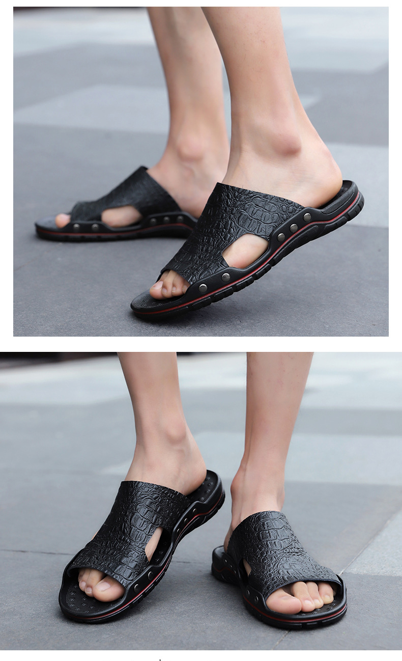 Men Rome Sandals Shoe Fashion Leather Slides Beach Slippers Casual Shoes Men