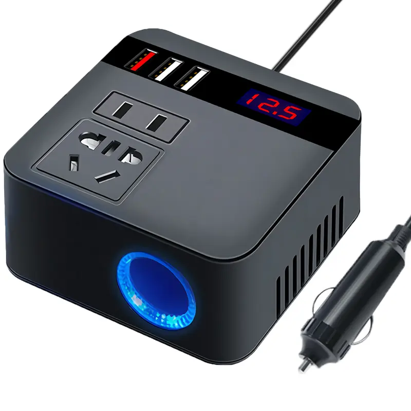 Promotional Oem Portable Car Power Inverter 150W DC 12V to 220V LED Display QC 3.0 USB Charger for Car
