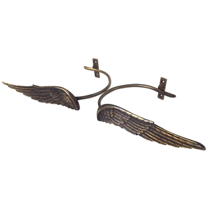 Antique Bronze Angel Wing Curtain Holdbacks With Wall Brackets Traditional Design Easy Installation - Product Image 1