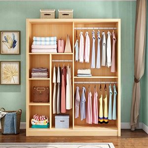 <span class=keywords><strong>Armadio</strong></span> Pieghevole in Pino Massiccio Stile Francese con <span class=keywords><strong>Ante</strong></span> <span class=keywords><strong>Scorrevoli</strong></span>, Design Minimalista in Legno Naturale, Due <span class=keywords><strong>Ante</strong></span>, Arredamento per Camere da Letto per Adulti - Product Image 3