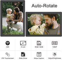 Écran IPS haute résolution 1280x800 Lecteur vidéo 1080P Commutateur de minuterie à rotation automatique Cadre photo numérique de 8 pouces avec télécommande