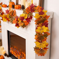 Meilleure Vente Guirlande Artificielle en Soie Feuille d'Érable pour Décoration de Cheminée, Table, Jardinage et Éclairage LED Domestique pour la Fête de Thanksgiving