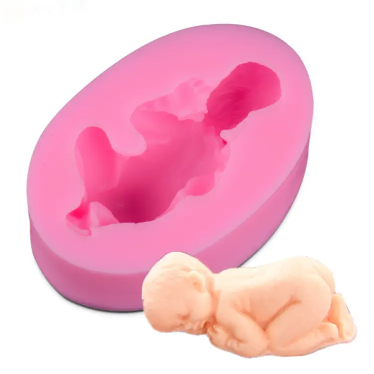 Product Silicone 3D Cake Mold Fondant Sleeping Baby Soap Sugar Craft Decoration Tool Opp Bag Moulds Hot Sale New Disposable Pink