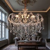 Lustre en cristal européen de luxe, style Marie-Thérèse, luminaire suspendu en forme de goutte d'eau, lampe de plafond pour salon, hôtel, chambre à coucher