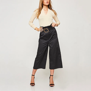 Nuevo dise&amp;ntilde;o <span class=keywords><strong>de</strong></span> alta correa <span class=keywords><strong>de</strong></span> papel tipo <span class=keywords><strong>de</strong></span> bolsa y cintur&amp;oacute;n Pantalon <span class=keywords><strong>Culotte</strong></span> Pantalones <span class=keywords><strong>de</strong></span> mujer - Product Image 3