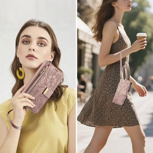 Elegante Funda Cartera de Cuero PU con Estampado Floral, Bolsillo con Cremallera, Ranuras para Tarjetas, Función de Soporte y Tapa Abatible para iPhone 17/16/15/14 Pro Max - Product Image 6