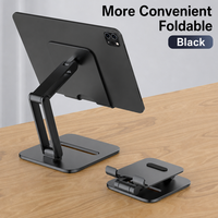 Support pliable et réglable en alliage d'aluminium compatible avec les téléphones portables, tablettes et iPad, pour une utilisation sur bureau ou en direct, vente en gros