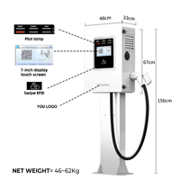 Estación de Carga para Vehículos Eléctricos de Pared, Nivel 3 OCPP, IP54, con Pantalla, 40kw, Compatible con CCS, GBT, NACS, Chademo, BYD, para Uso Doméstico