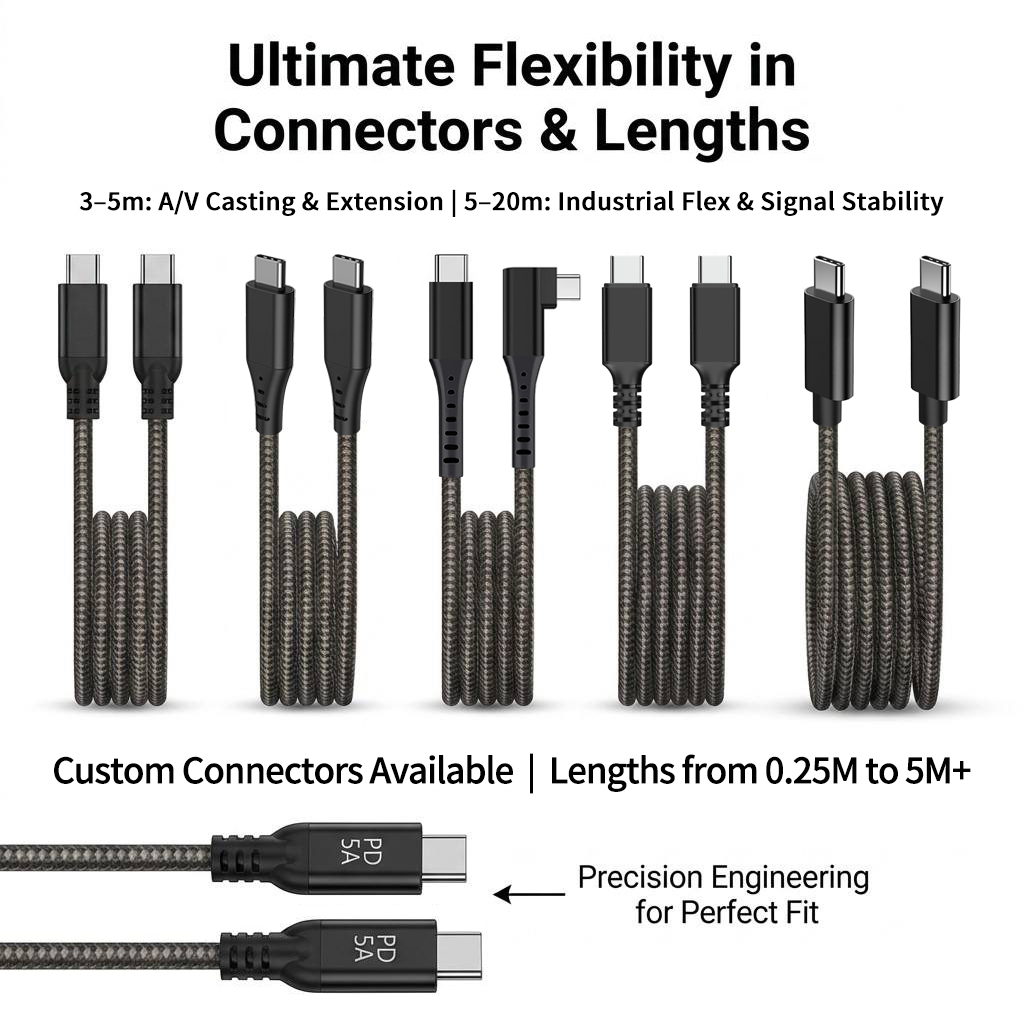 Nylon Braided 240W PD3.1 USB C Cable 5M High Speed 20Gbps Data Premium Cables 4K E-Marker CE Certified Ladekabel for Laptop PC · image 4