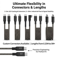 Cable USB C de Nailon Trenzado de 240 W PD3.1, 5 Metros, Alta Velocidad, 20 Gbps, Cables Premium con Certificación 4K E-Marker CE, Cable de Carga para Computadora Portátil