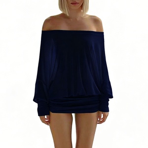 Vestido Mini Bodycon de Fiesta para Mujer con Hombros Descubiertos, Manga Murciélago y Fruncido, Estilo Moda - Product Image 2