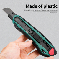 Livraison directe d'usine, couteau utilitaire à triple lame de 18 mm en acier SK5 avec poignée recouverte de caoutchouc pour la découpe du papier et du plastique