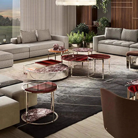 Table basse italienne de luxe simple en acier inoxydable, table d'appoint moderne minimaliste pour salon, combinaison table basse en marbre