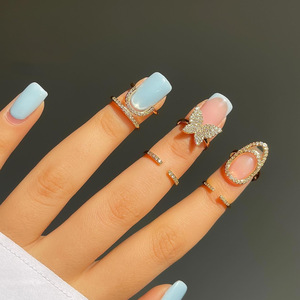 Mode Cristal Inset Zircon Arc Nail <span class=keywords><strong>Joint</strong></span> Anneau papillon Strass Creative Wear Amovible Or Argent Nail Anneau pour <span class=keywords><strong>les</strong></span> Femmes - Product Image 2
