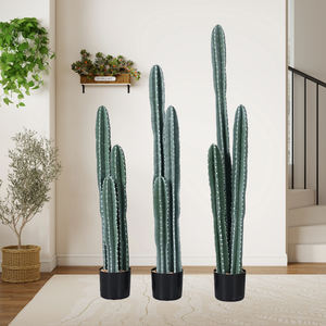 Finto Cactus Decorativo Architettonico Minimalista a Colonna in 3 Dimensioni per Interni Commerciali, Pianta Scultorea <span class=keywords><strong>Verde</strong></span> - Product Image 2