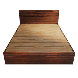 <span class=keywords><strong>Cama</strong></span> de Madera Maciza de Ébano con Rayas Europeas, Estilo Nórdico Simple y Moderno, <span class=keywords><strong>Cama</strong></span> Doble de 1.5 m con Respaldo Alto para Dormitorio Principal o Apartamento - Product Image 2