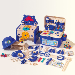 Ensemble d'outils pour enfants 218Pcs Kits Boîte à outils avec casques et perceuses Faire semblant de jouer Kits de construction pour enfants de 3 ans et plus Ensemble d'outils pour tout-petits - Product Image 1