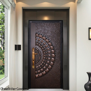 Puertas <span class=keywords><strong>de</strong></span> Entrada Frontales <span class=keywords><strong>de</strong></span> Acero Inoxidable Modernas y <span class=keywords><strong>de</strong></span> Lujo Personalizadas ZS para Villas Residenciales, Impermeables y Seguras para Exteriores - Product Image 2