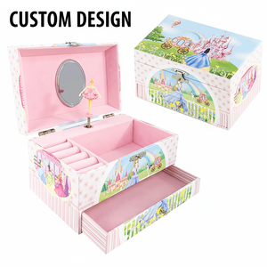 Boîte à <span class=keywords><strong>musique</strong></span> Yiyu en gros avec château rotatif, thème princesse, boîte à bijoux musicale avec tiroir et miroir, cadeau d'anniversaire pour enfants - Product Image 1