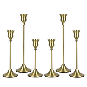 Set of <strong>3</strong> Gold Brass Candlestick Wedding Centerpieces Taper <strong>Candle</strong> <strong>Holder</strong> Metal <strong>Candle</strong> Stick <strong>Holder</strong> - Product Image 1