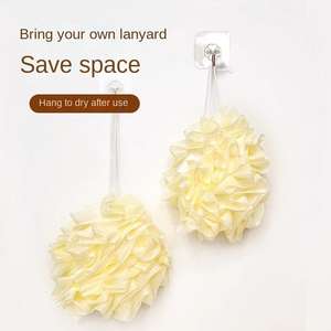 Nettoyant corporel exfoliant 2-en-1 durable en forme de fleur en plastique, serviette et boule de savon avec bain moussant sans éclaboussures - Product Image 2