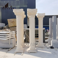 QUYANG Casa de lujo moderna Villa Decoración Beige Piedra natural Pilar Diseño Mármol Columna Romana