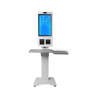 Terminal POS de pantalla táctil de 23,6 pulgadas, montaje en suelo, SDK, pago de autoservicio, KFC McDonald, restaurante, pedido de comida, lector de código de barras