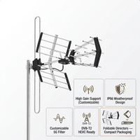 CE-Zertifizierte Aluminium UHF VHF Außen-TV-Antenne 50-80 Meilen Reichweite DVB-T2 Wasserdicht UV-Beständig für EU-Händler