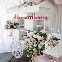 Offre Spéciale personnalisé en bois fleur barre de bonbons chariot avec roues pour mariage enfants noël dessert fête présentoir