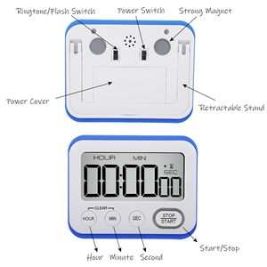 Giáo viên lớp học trẻ em kỹ thuật số nhà bếp hẹn giờ từ báo động lớn màn hình LCD lớn Im lặng/bíp đa chức năng hẹn giờ - Product Image 5