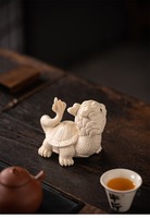 Figurine de tortue dragon en céramique MSH avec motif de coquille clairement défini pour le bureau