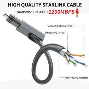 Câble Internet satellite Starlink Gen2 étanche et résistant à la pluie, débit de transmission de 1200 Mbps, câble mini Starlink RJ45, 150 <span class=keywords><strong>pieds</strong></span> - Product Image 4