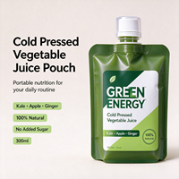Pochette Doypack alimentaire à bec verseur avec bouchon à vis, imprimée sur mesure, pour jus de légumes pressé à froid et boissons végétales