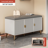Repose-pieds et banc à chaussures en cuir PU et bois, mobilier de salon moderne pour appartement, tabouret de rangement pour chaussures avec siège