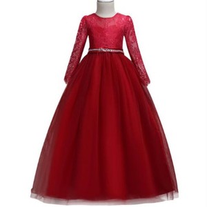 Robe de princesse tutu à manches longues en dentelle pour filles, col cœur, robe de bal, robe de demoiselle d'honneur blanche, tenue de spectacle - Product Image 5