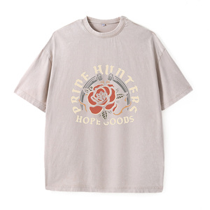 <span class=keywords><strong>Camiseta</strong></span> de Manga Corta para Hombre, Estilo Vintage, Lavada, Talla Grande, 'Rose Prime Hunters Hope Goods', Impresión Digital, Ecológica, 100% Algodón - Product Image 3