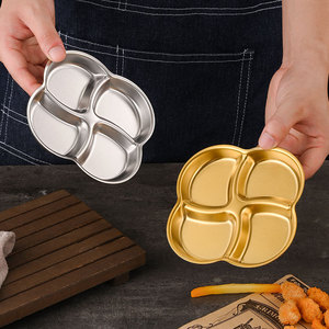 Korean Style Stainless Steel Condiment Dish Sus304 Three Compartment Dipping Tray For <b>BBQ</b> Snack Serving - Product Image 3
