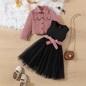 <span class=keywords><strong>Conjunto</strong></span> de Ropa para Niñas Primavera 2026, <span class=keywords><strong>Chaqueta</strong></span> de Pana con Cierre de un Botón, Top de Manga Larga, <span class=keywords><strong>Falda</strong></span> con Vestido de Tul, 2 Piezas - Product Image 1