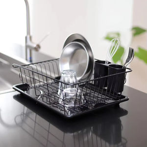 Cesta de escurridor de platos de metal con bandeja Estante de secado de platos naranja para flujo de tipo horizontal - Product Image 3