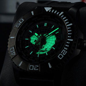 นาฬิกาดำน้ำ GMT อัตโนมัติสำหรับผู้ชาย หน้าปัดสีน้ำเงิน ตัวเรือนสแตนเลส สายยาง โลโก้แบรนด์ ผู้ผลิตตามสั่ง - Product Image 5