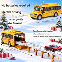 Ensemble de jouets pliables pour enfants, bus scolaire jaune, piste pliable et lanceur, voiture de course de poche portable, cadeau de Noël