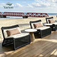 Dış Mekan Bahçe Mobilyası Su Geçirmez UV Dayanımlı Dokuma Halat Sandalye 6063 Yüksek Kaliteli Alüminyum Çerçeve Villa Restoran veya Otel İçin