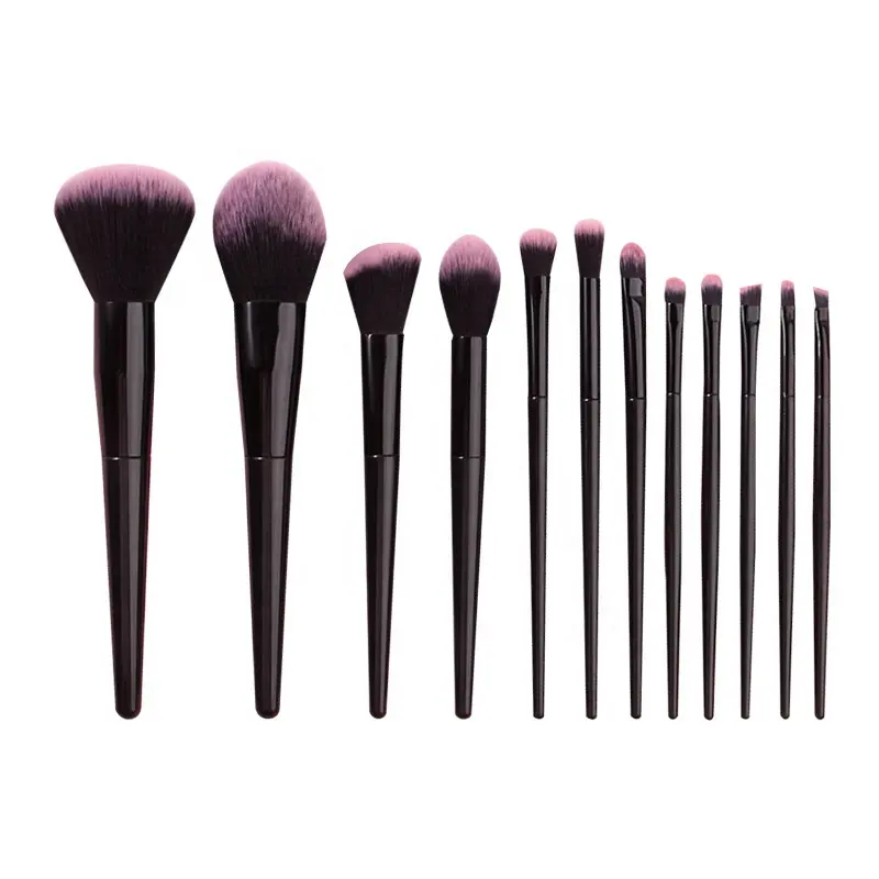 High Quality Makeup Brush Set 12pcs Black Synthetic Makeup Brushes Foundation Powder Contour Blush Eye Cosmetic Brush Set