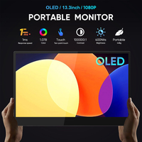 Moniteur portable 13.3 pouces avec écran tactile OLED Full HD OLED IPS 100% SRGB Haut-parleurs USB-C-Moniteur de voyage pour ordinateur portable ou PC