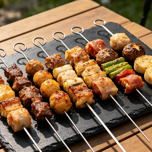 Brochettes <span class=keywords><strong>de</strong></span> barbecue en acier inoxydable <span class=keywords><strong>de</strong></span> 27 cm avec embout à œillet, <span class=keywords><strong>de</strong></span> qualité alimentaire, pour cuisine professionnelle (vente en gros) - Product Image 6