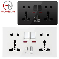 Prise murale intelligente universelle à 4 voies avec double prise USB Type C à commutation rapide, charge rapide, interrupteur mural intelligent à un seul pôle pour la vie intelligente au Royaume-Uni